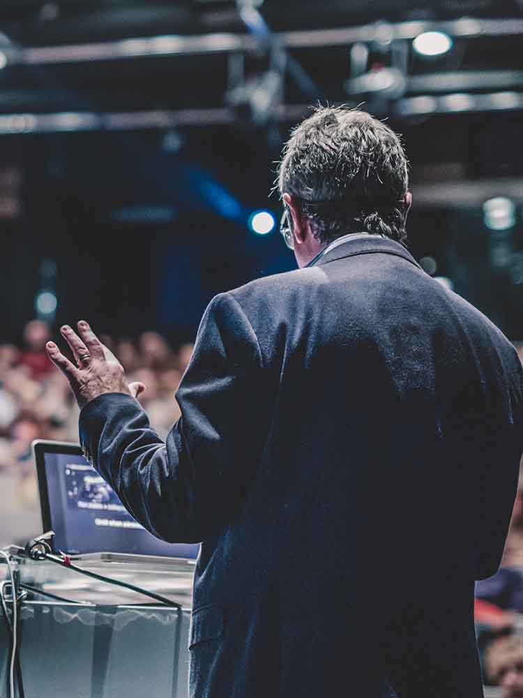 man giving speech